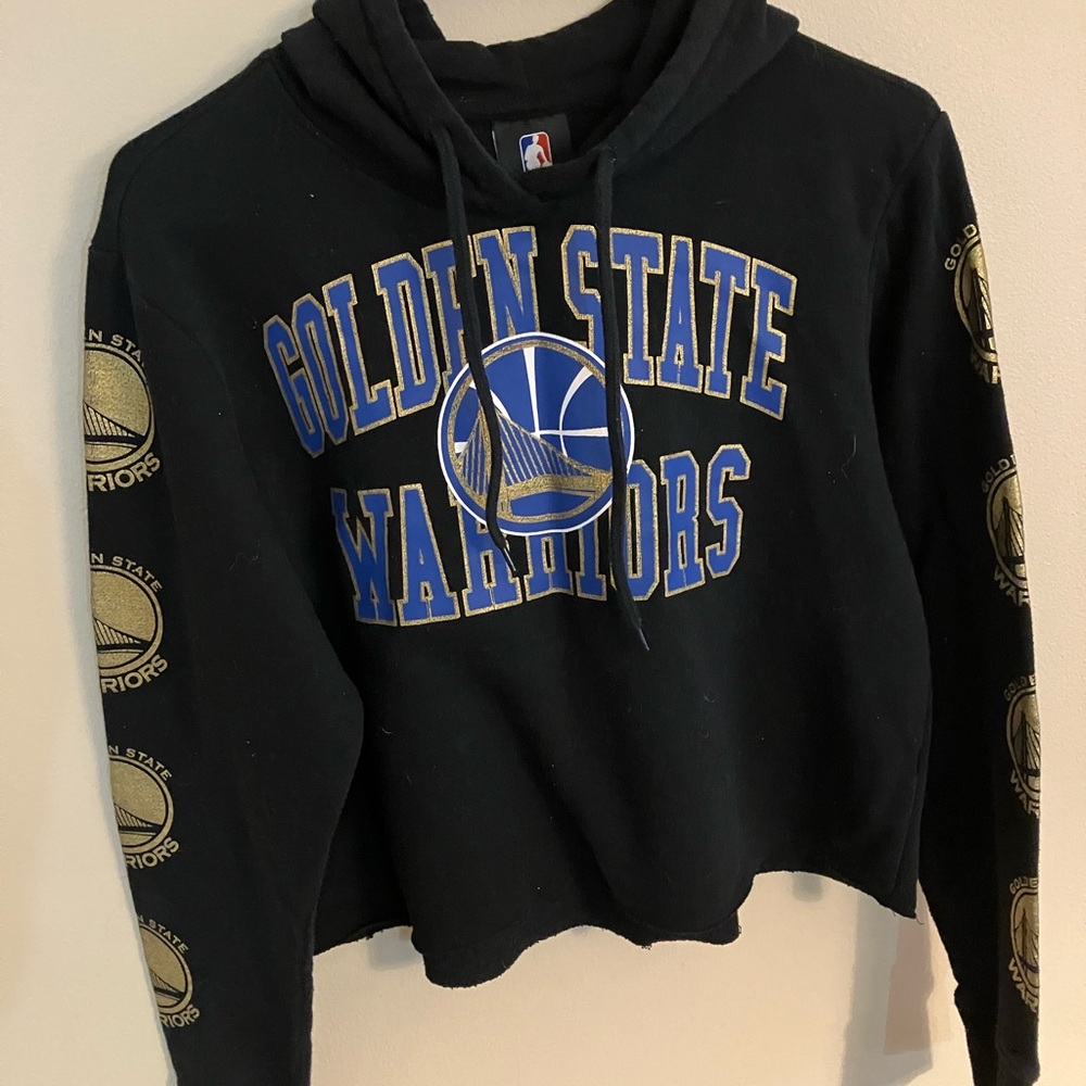 Golden State Warriors Cropped Black Hoodie